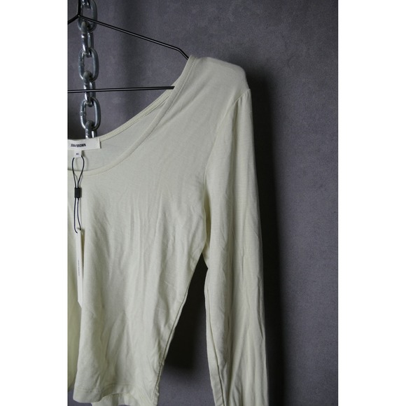 JOAH BROWN Cream Cropped Long Sleeve Top M L - Picture 4 of 7